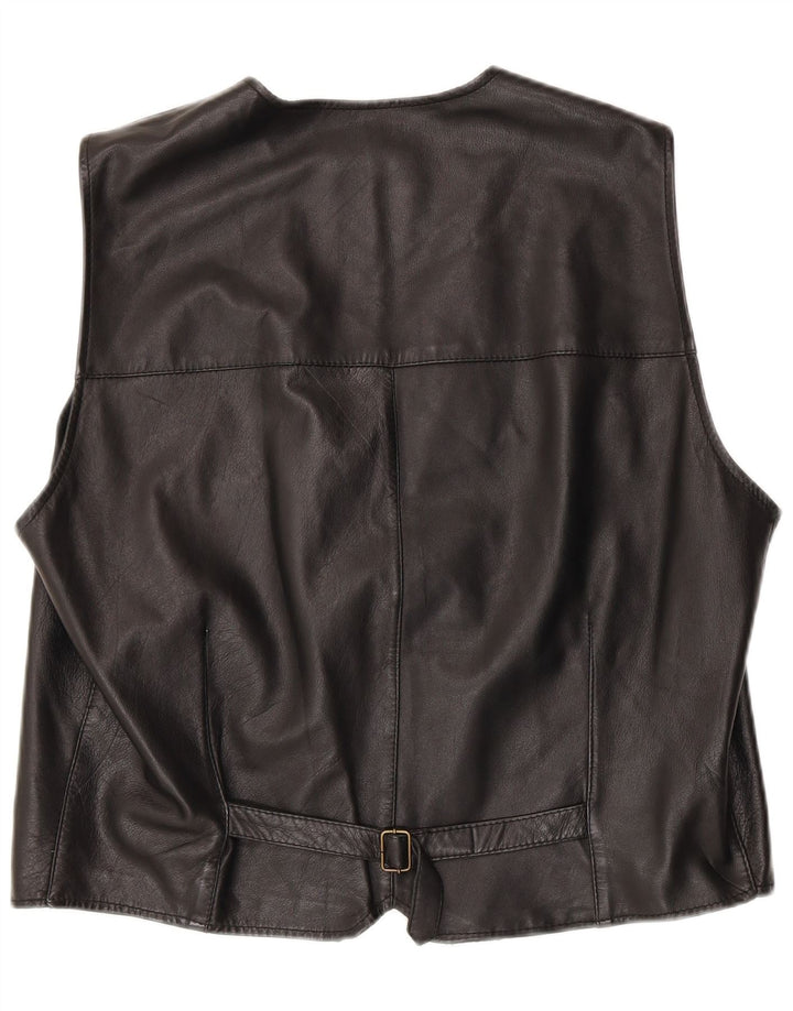 Colete de couro masculino vintage 3XL couro preto