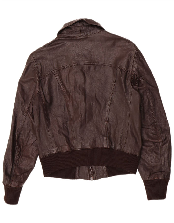 Jaqueta de couro bomber masculina vintage IT 48 couro marrom médio