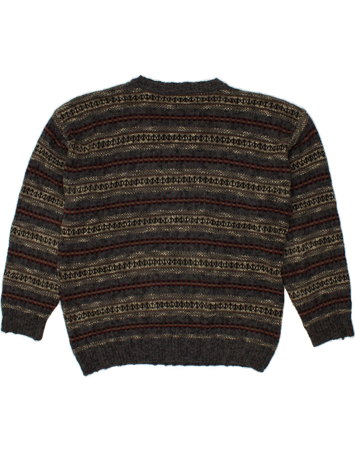 DOCKERS Suéter masculino com gola redonda cinza médio Fair Isle Acrílico