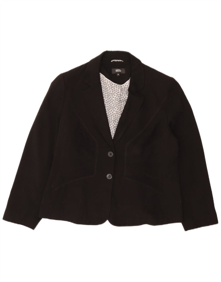 Jaqueta blazer feminina de 2 botões Marks & Spencer Reino Unido 20 2XL poliéster preto