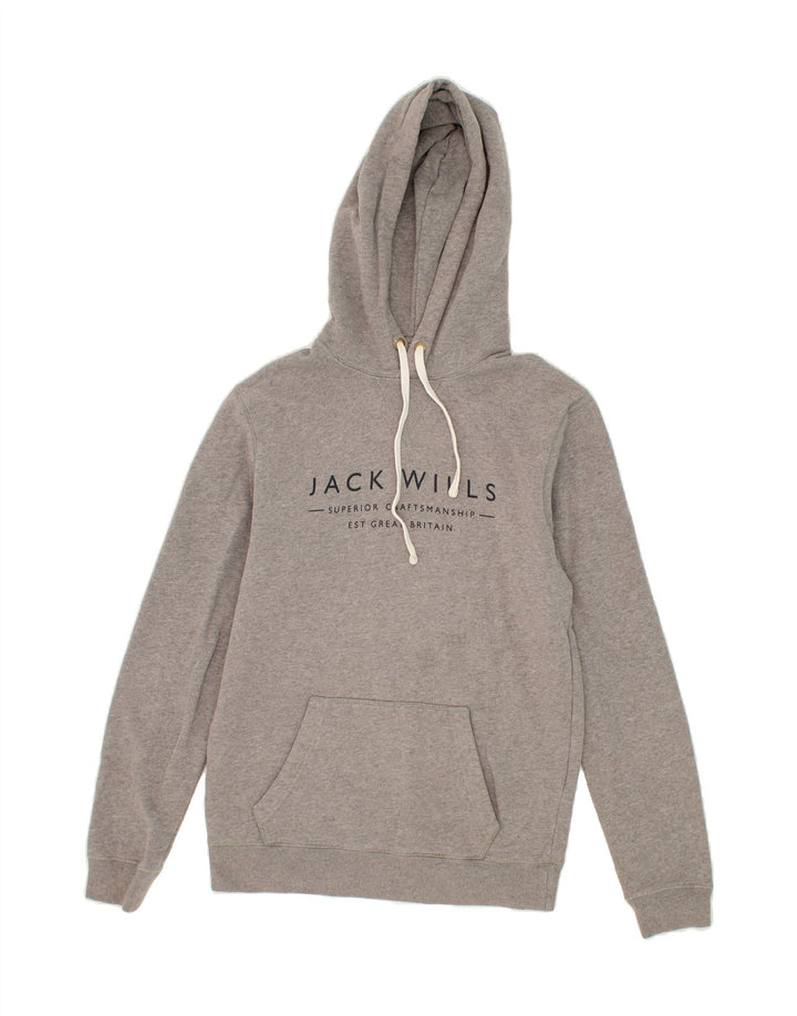 JACK WILLS Mens Graphic Hoodie Jumper XS Grey Cotton Vintage Jack Wills and Second-Hand Jack Wills from Messina Hembry 
