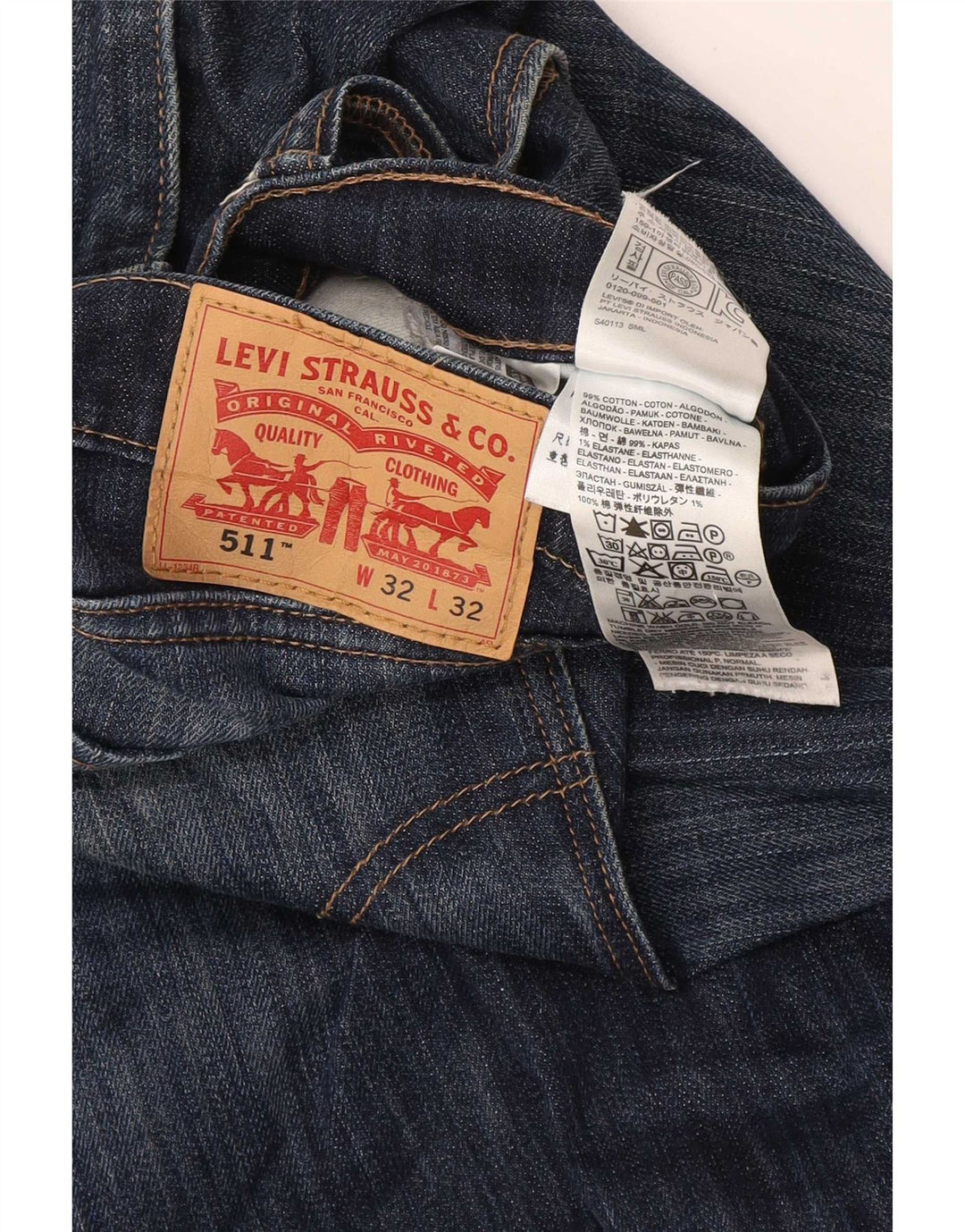 Levi's Masculino 511 Slim Jeans W32 L32 Azul Marinho Algodão