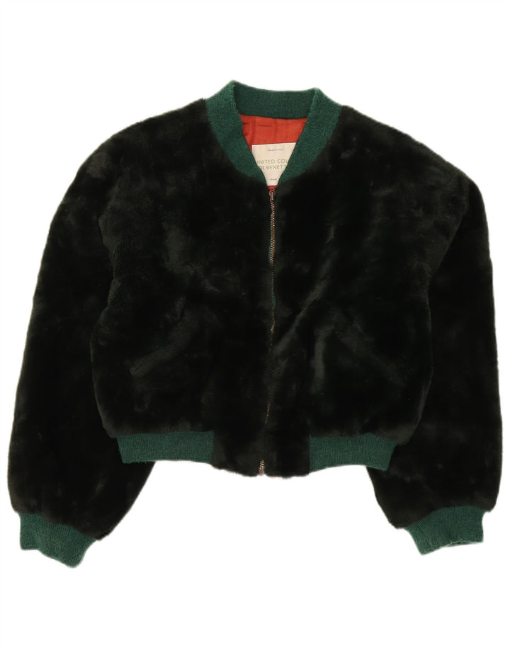 Jaqueta bomber feminina de pele sintética oversized da Benetton IT 44 médio preto