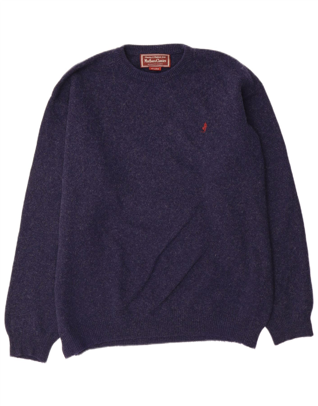 Suéter masculino Marlboro Classics com gola redonda 2XL lã azul marinho