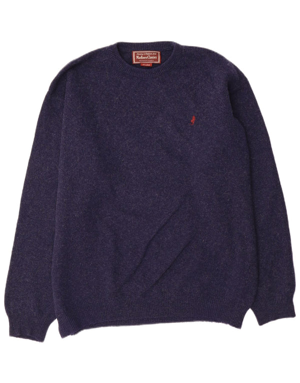 Suéter masculino Marlboro Classics com gola redonda 2XL lã azul marinho