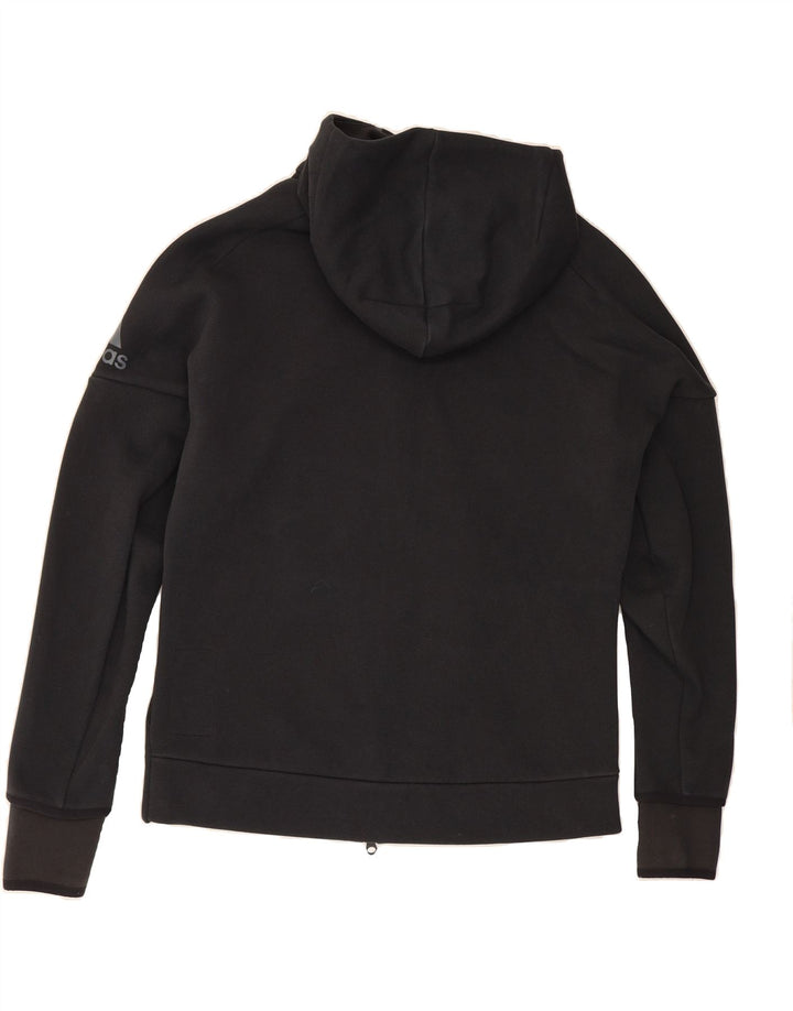 ADIDAS Womens Zip Hoodie Sweater UK 16 Large Black Vintage Adidas and Second-Hand Adidas from Messina Hembry 