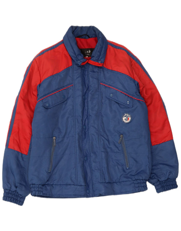 Jaqueta acolchoada masculina vintage IT 52 XL azul Colourblock poliéster