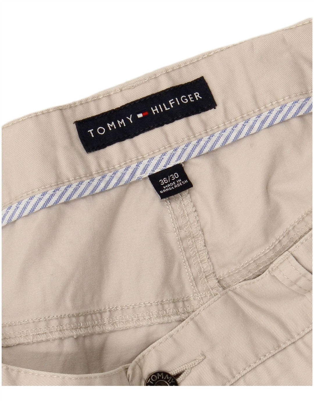 TOMMY HILFIGER Jeans reto masculino W36 L27 algodão bege