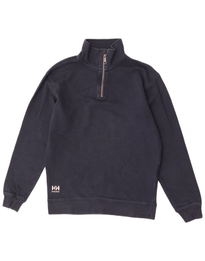 Moletom masculino Helly Hansen com zíper e gola em algodão azul marinho médio