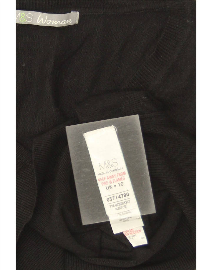 Suéter feminino Marks & Spencer com decote em V Reino Unido 10 pequeno viscose preta