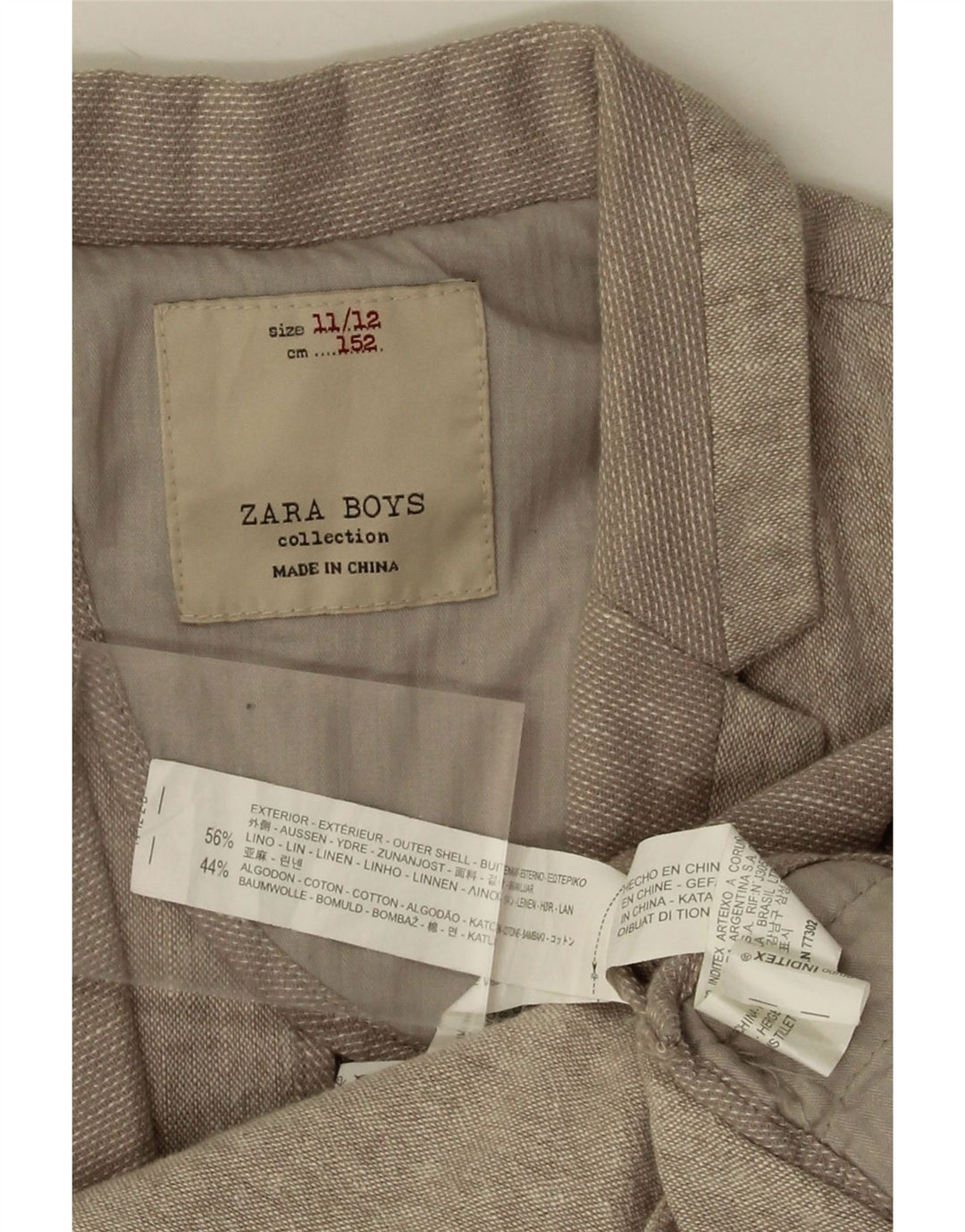 Jaqueta blazer Zara Boys com 2 botões 11-12 anos linho bege