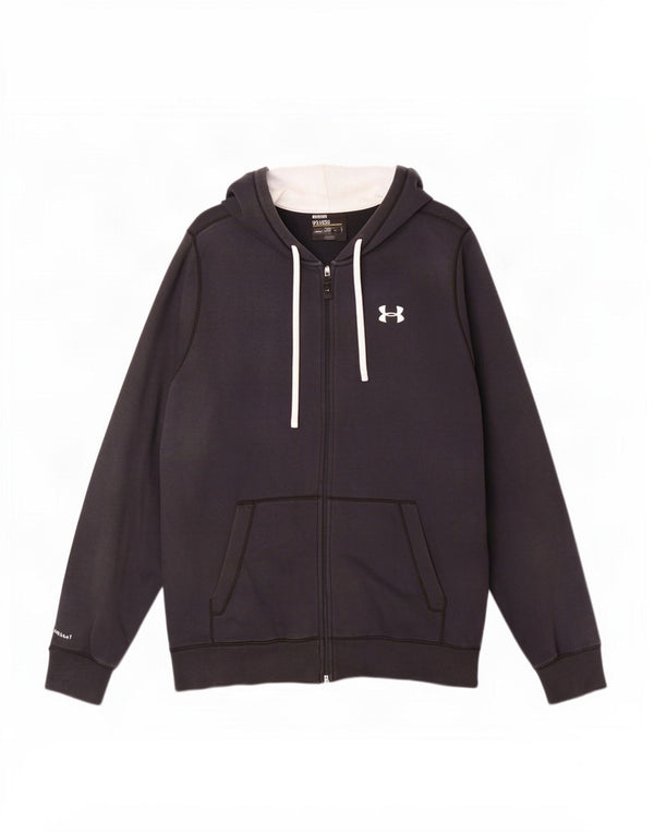 Suéter masculino Under Armour com capuz e zíper solto grande algodão azul marinho