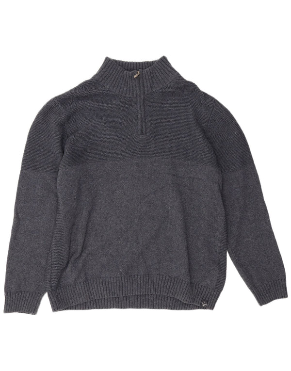 Weird Fish Masculino Zip Neck Jumper Sweater 2XL Azul Marinho Poliéster