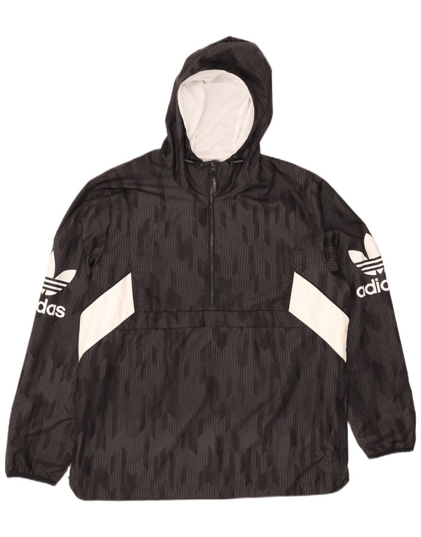 Adidas Mens Graphic Hooded Anorak Jacket UK 42 XL Preto Colourblock