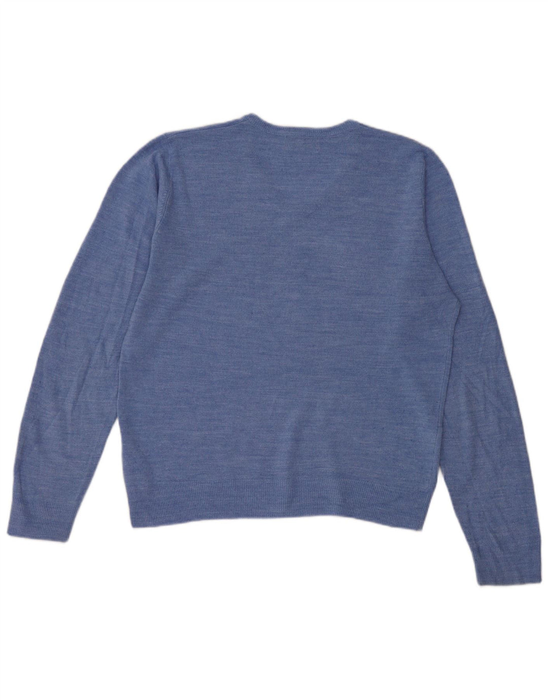 Suéter masculino Marks & Spencer com ajuste regular e decote em V acrílico azul médio