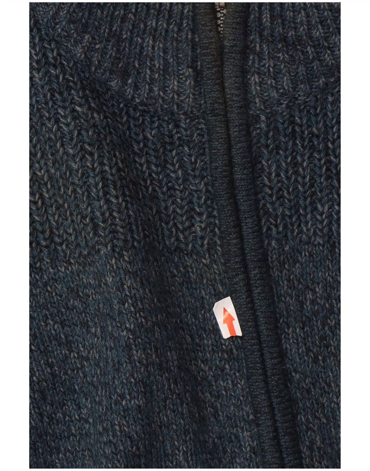Suéter cardigã masculino Marks & Spencer de ajuste regular acrílico azul médio