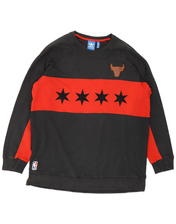 Adidas masculino Chicago Bulls gráfico moletom jumper 2XL preto colorblock
