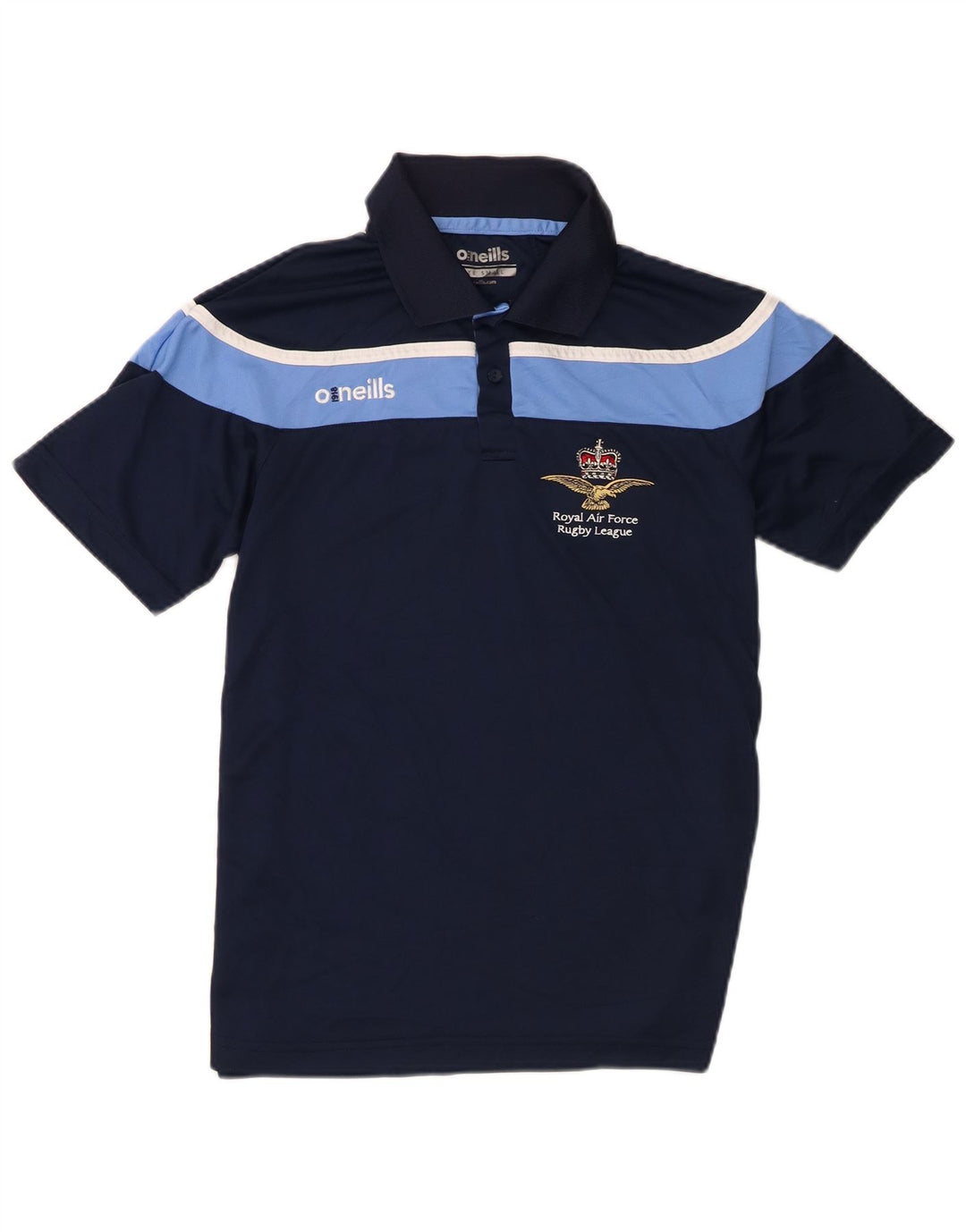 Camisa pólo masculina O'Neills pequena azul marinho colorblock poliéster