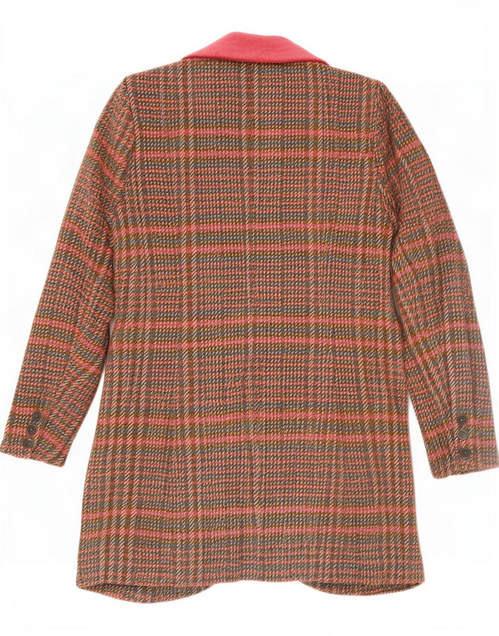 Sobretudo feminino Joe Browns UK 10 poliéster xadrez marrom pequeno