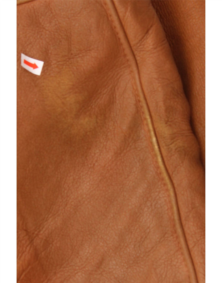 Jaqueta masculina MABRUN Shearling Reino Unido 36 couro marrom pequeno