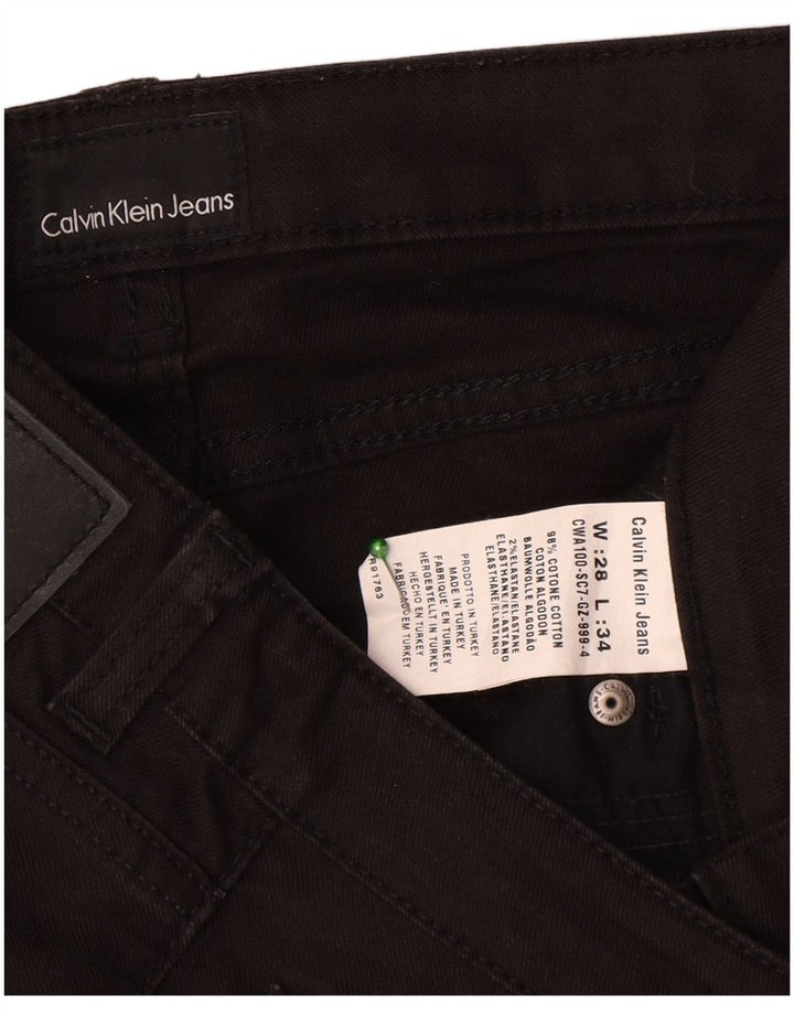 Calça jeans reta feminina Calvin Klein W28 L34 algodão preto