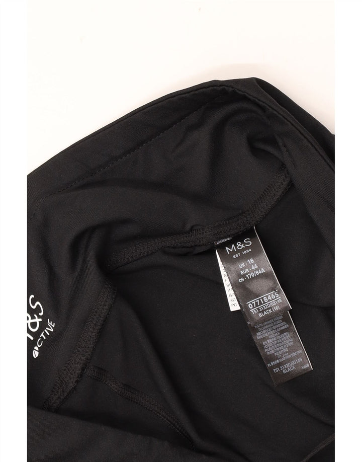 Leggings capri femininas Marks & Spencer Reino Unido 16 grande poliéster preto