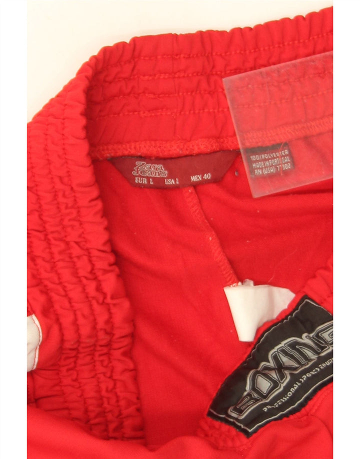 Calça de treino masculina Zara grande poliéster colorblock vermelho