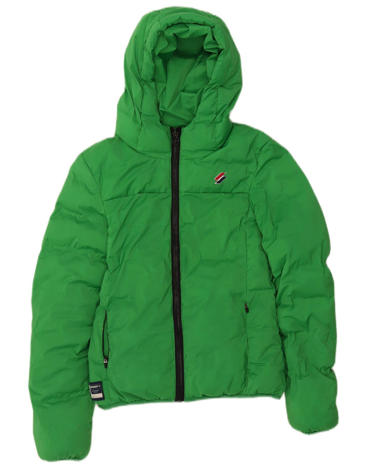 Jaqueta acolchoada com capuz feminina Superdry UK 8 poliéster verde pequeno