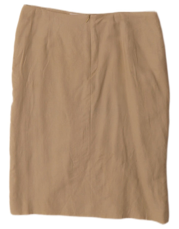 Saia lápis feminina vintage EU 46 XL W32 viscose bege