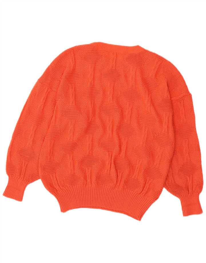 Suéter feminino VINTAGE com gola redonda UK 18 XL laranja acrílico