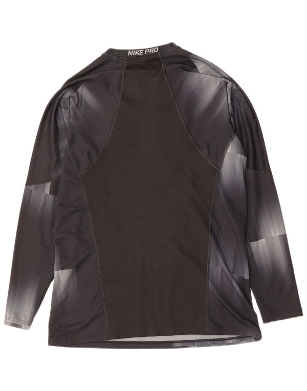 Top masculino NIKE de manga comprida grande preto tie-dye poliéster