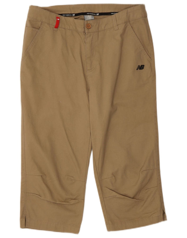 Calça capri feminina New Balance médio W32 L18 algodão bege