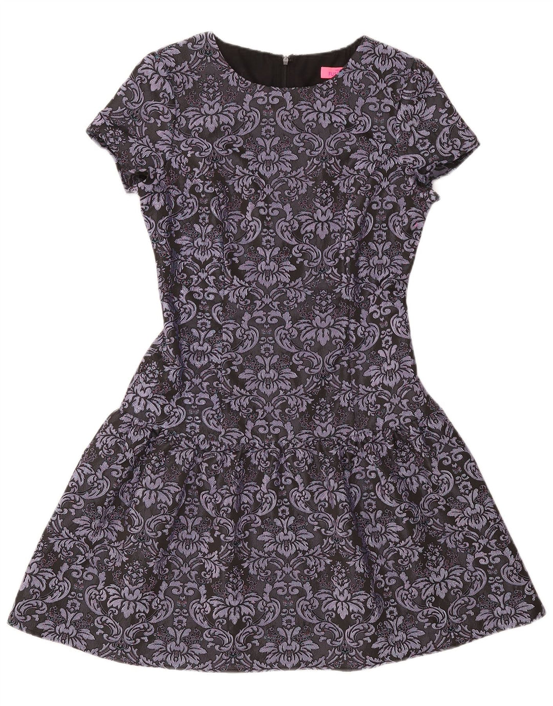 Vestido feminino Monsoon A-Line UK 10 pequeno poliéster cinza Paisley