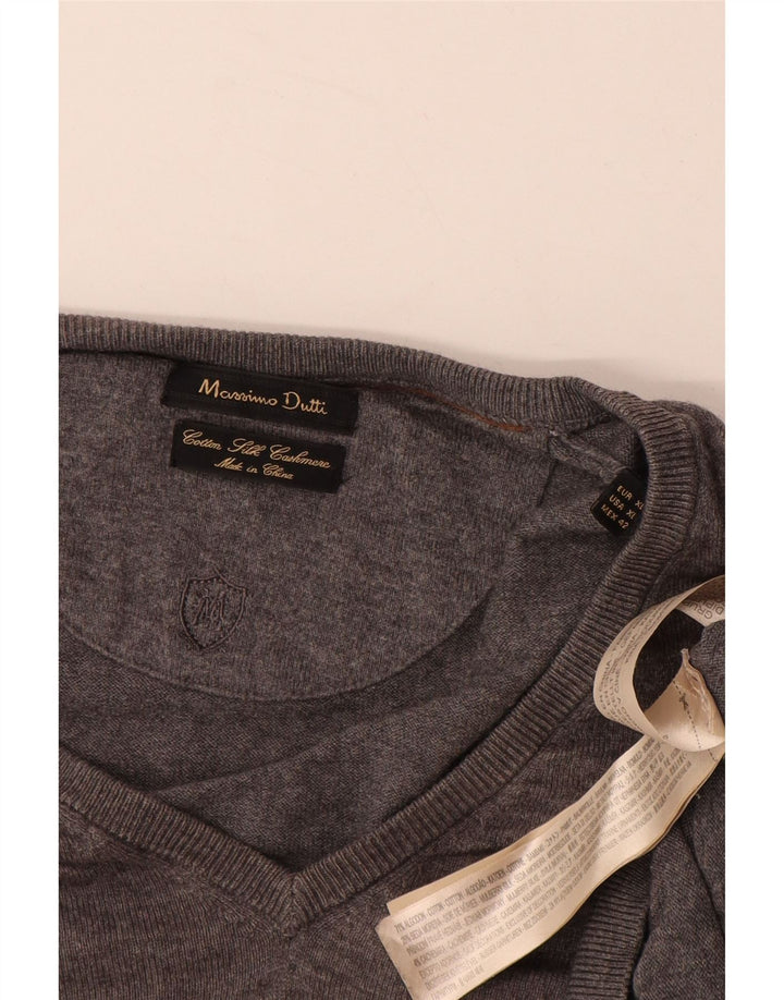 Suéter masculino MASSIMO DUTTI com decote em V XL algodão cinza