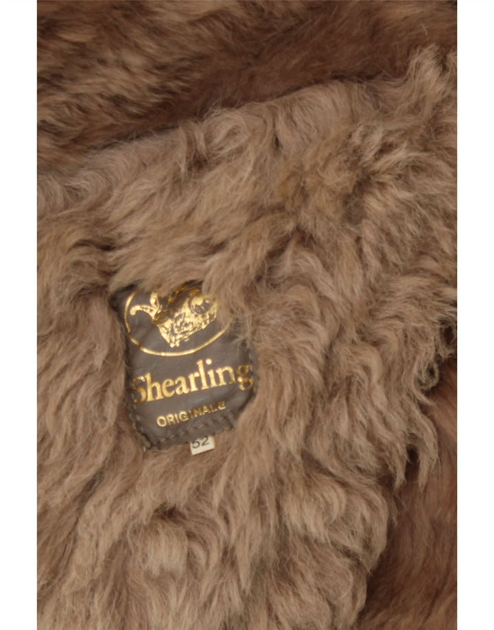 Jaqueta masculina vintage de shearling IT 52 XL marrom shearling