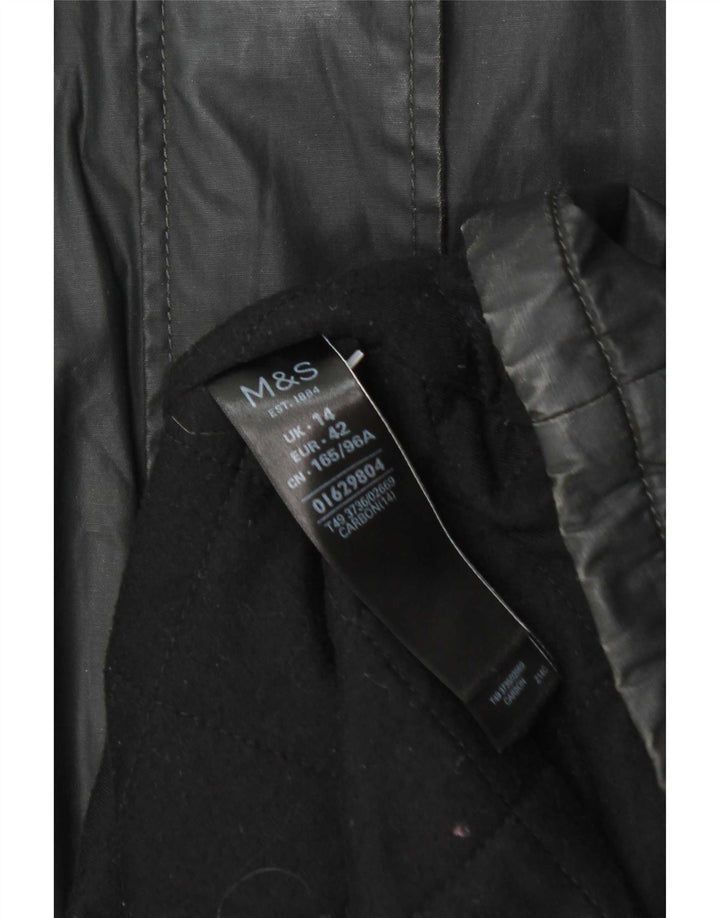 Jaqueta Parka Feminina Marks & Spencer com Capuz Encerado Reino Unido 14 Grande Cinza