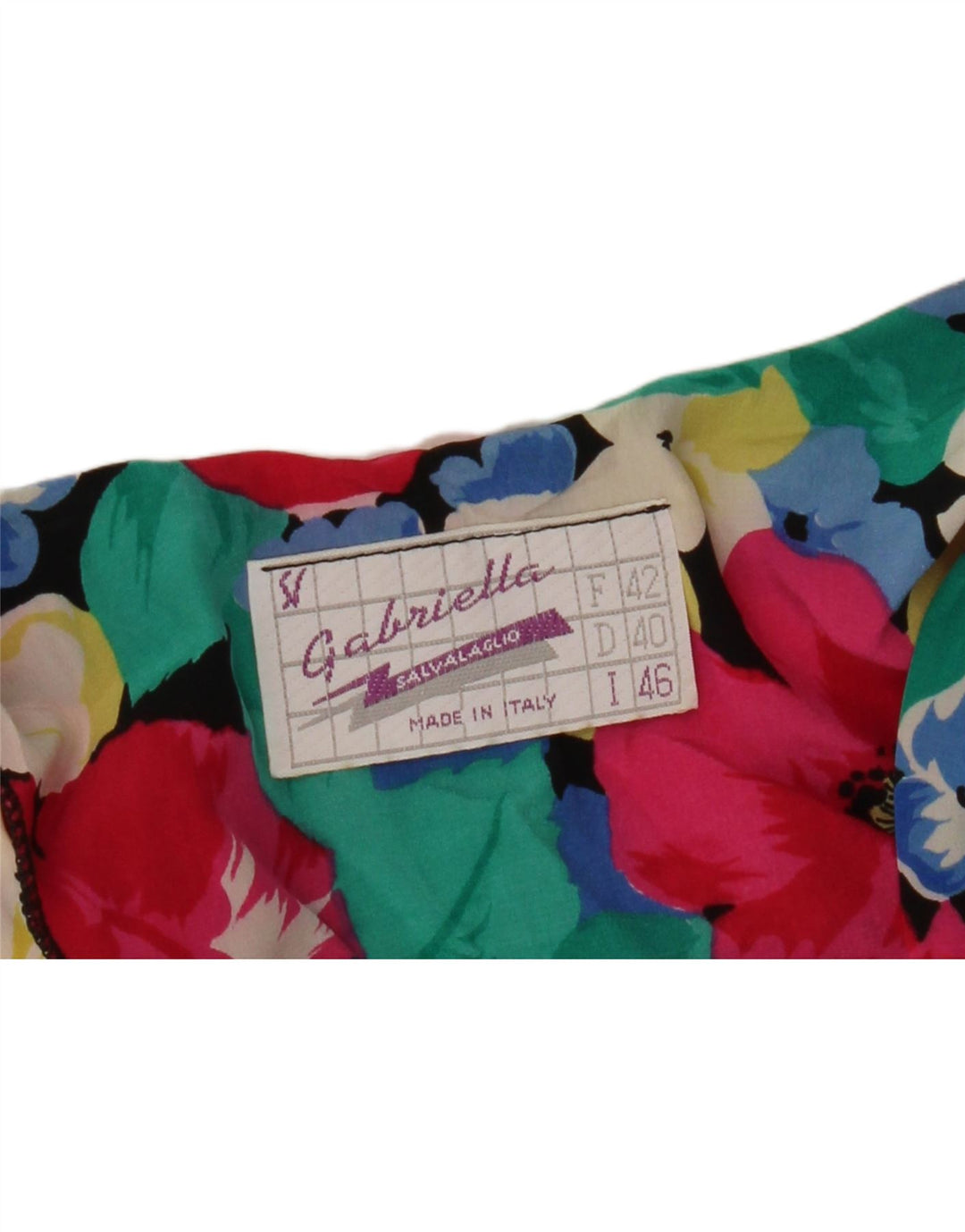 Blusa feminina vintage manga 3/4 top IT 46 grande floral multicolorido