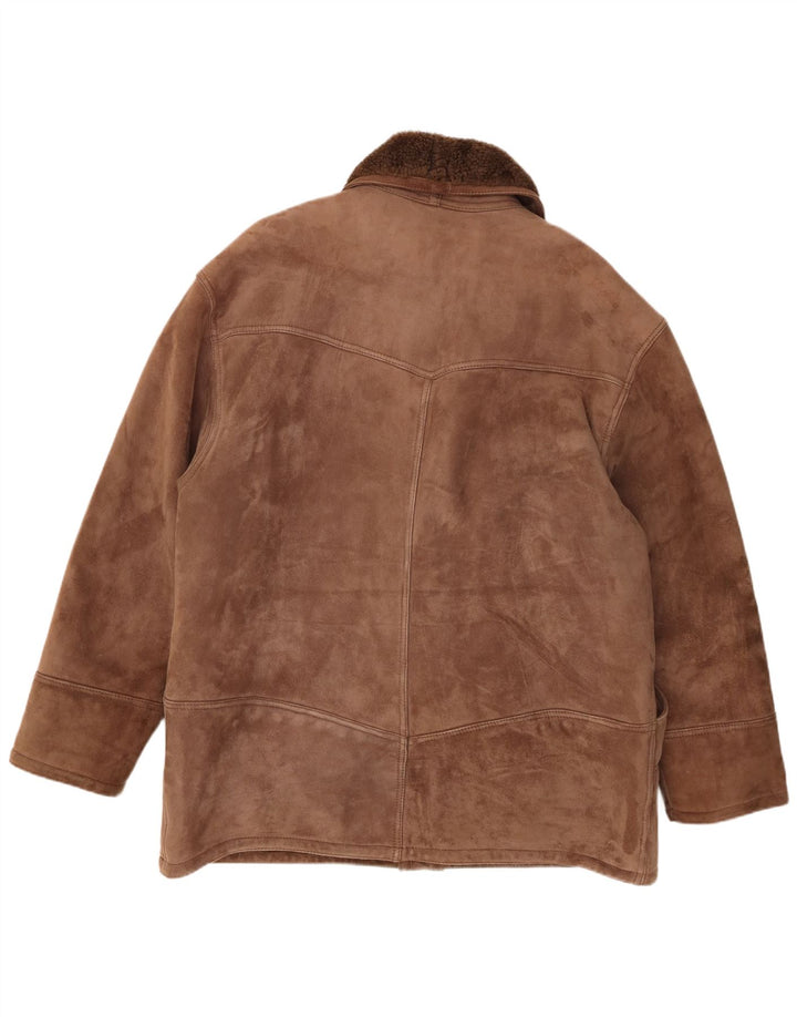 Jaqueta masculina vintage de shearling IT 54 2XL marrom shearling