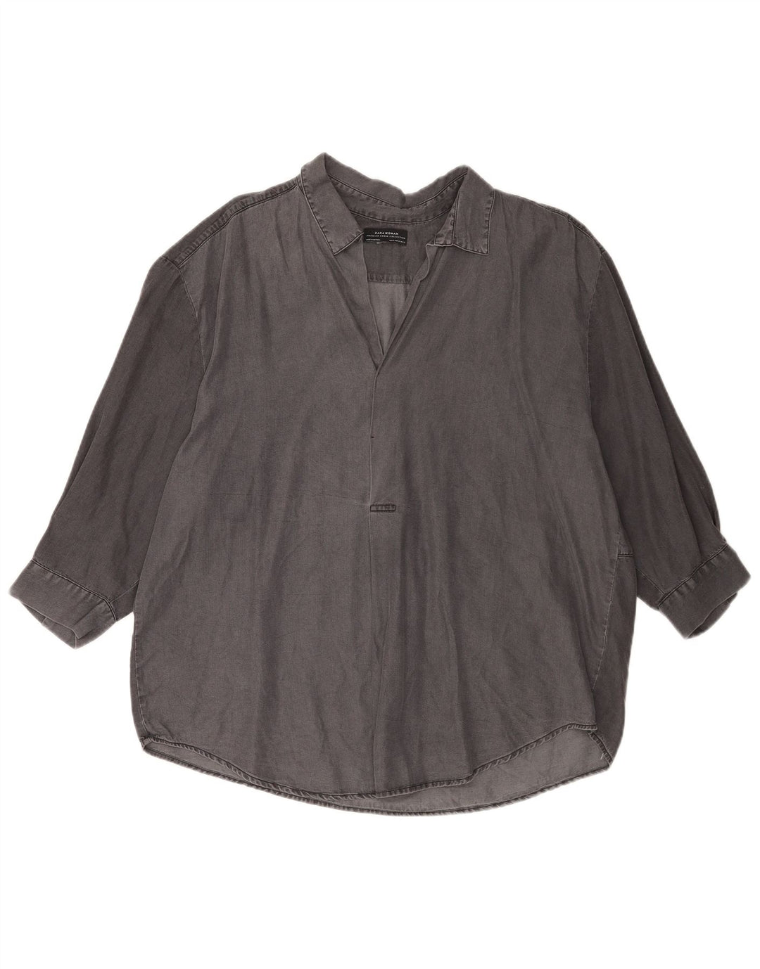 Pulôver feminino Zara manga 3/4 oversized Reino Unido 18 XL cinza Lyocell