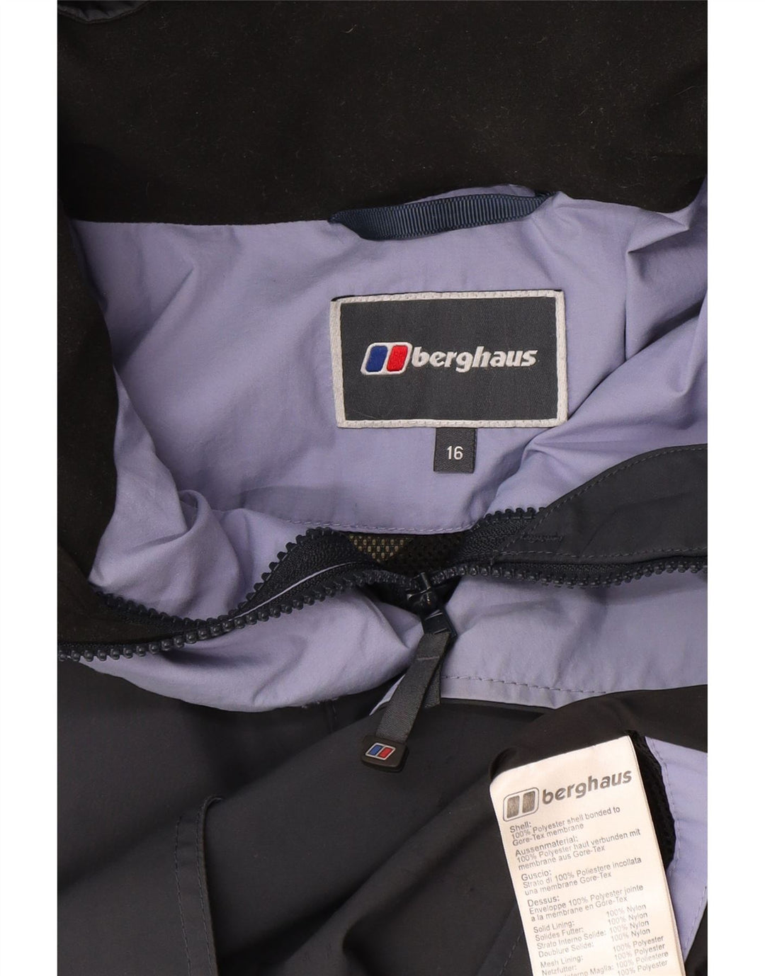 Jaqueta corta-vento feminina grande com capuz Berghaus Reino Unido 16 grande azul marinho