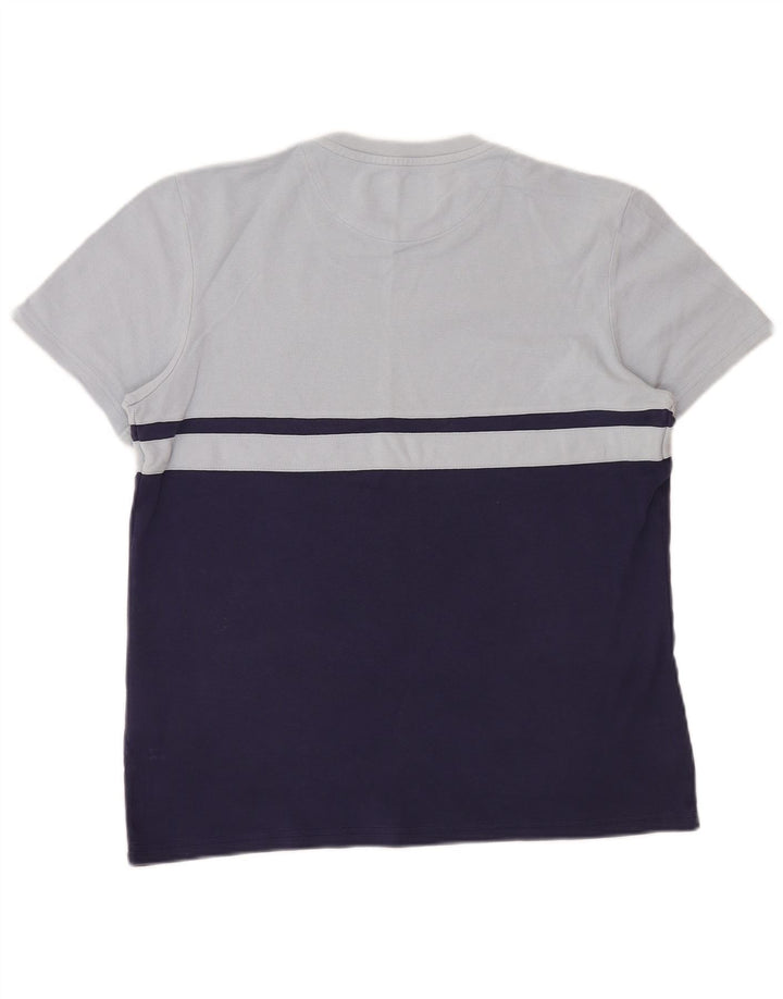 Camiseta masculina Lyle & Scott Top médio azul marinho algodão colorblock