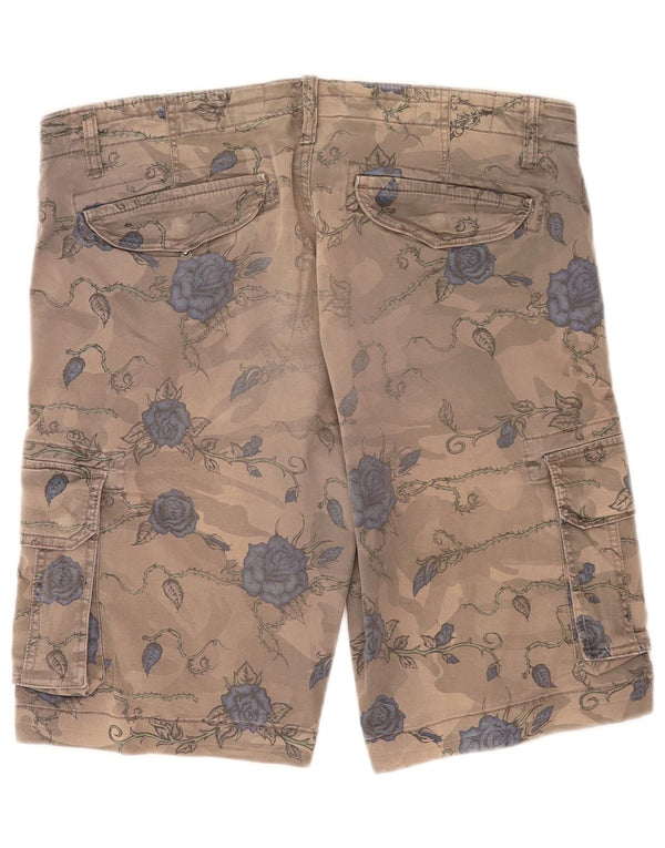 Shorts cargo masculino Scorpion Bay W34 grande algodão floral marrom