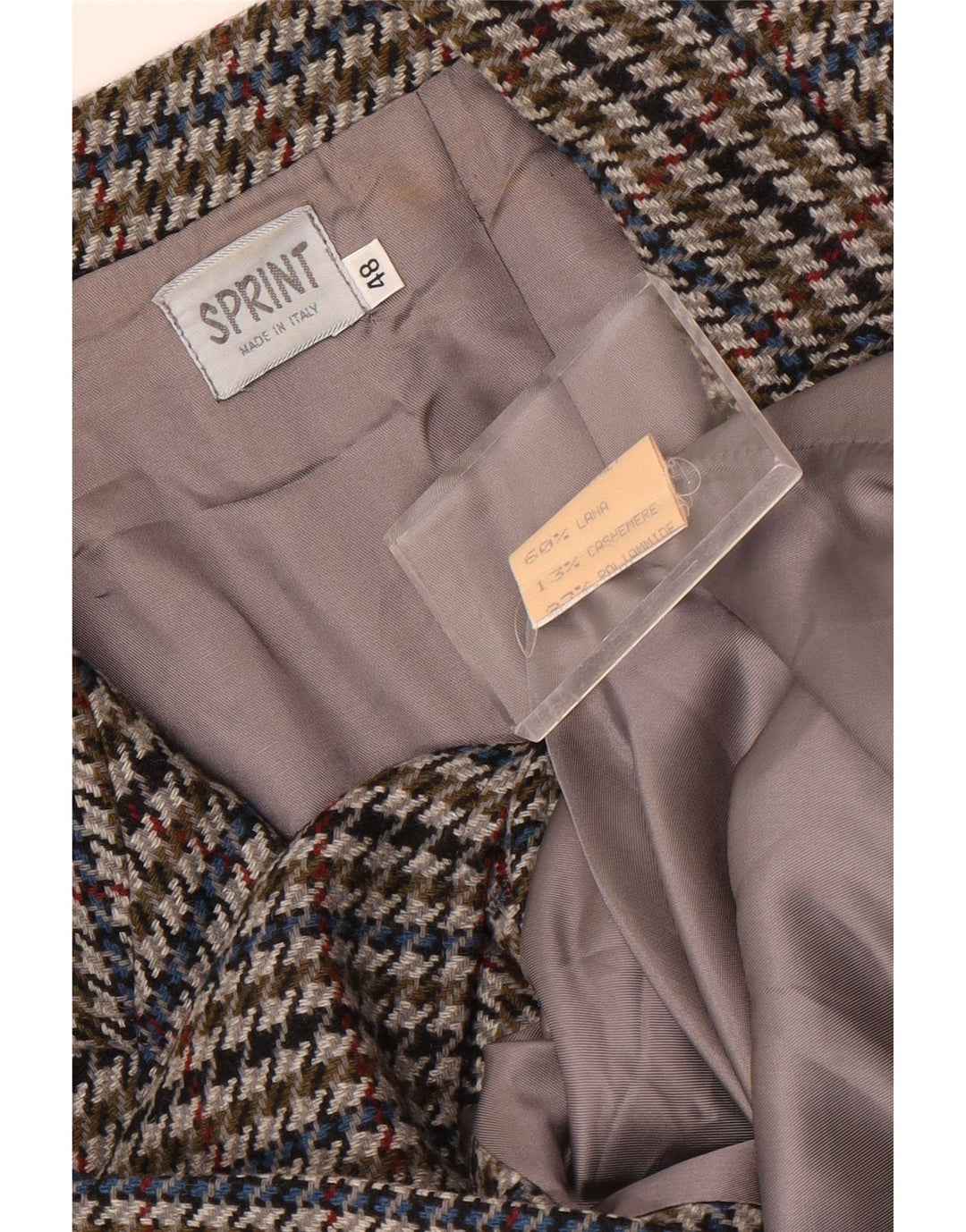 Jaqueta blazer feminina vintage com 2 botões IT 48 XL Houndstooth multicolorido