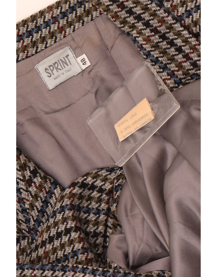 Jaqueta blazer feminina vintage com 2 botões IT 48 XL Houndstooth multicolorido