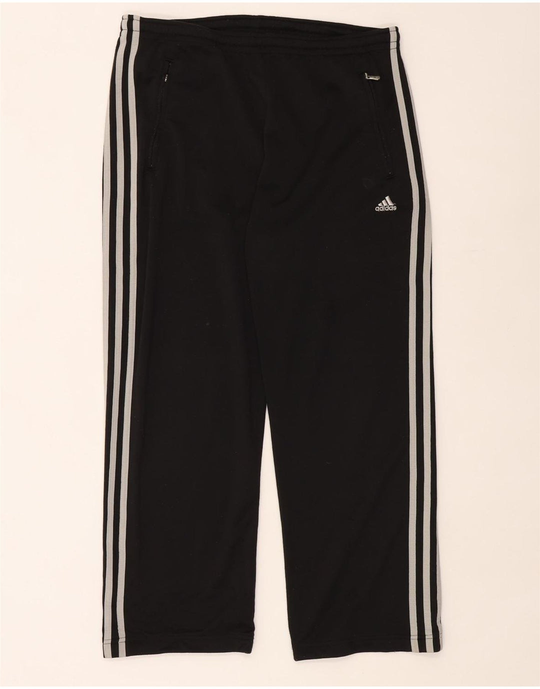 Calças de treino masculinas Adidas UK 38/40 poliéster preto médio
