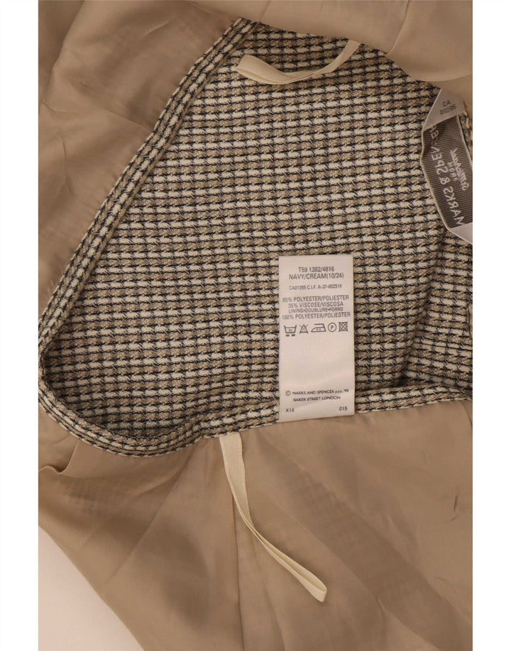 Saia lápis feminina Marks & Spencer Reino Unido 10 pequena W26 poliéster xadrez cinza