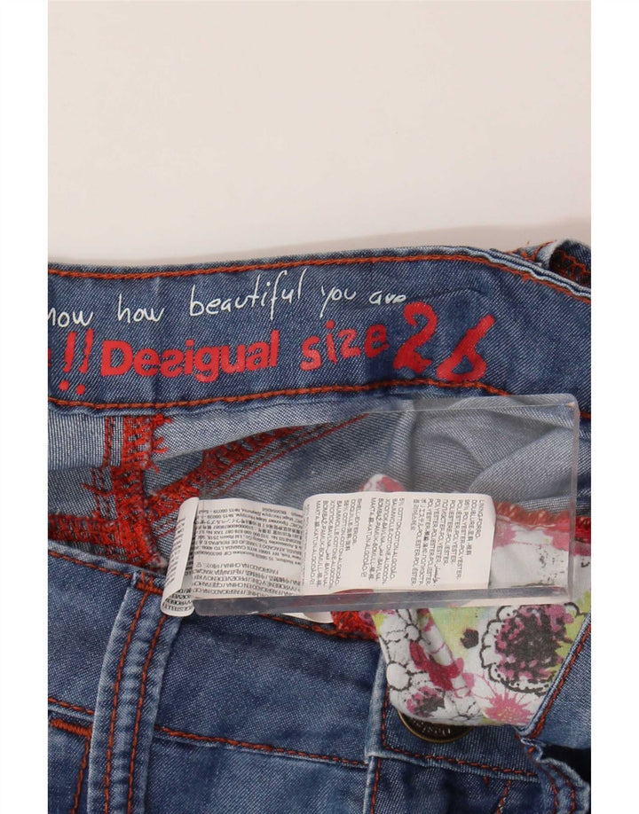 Calça feminina Desigual Harem gráfica W26 L20 azul floral poliéster