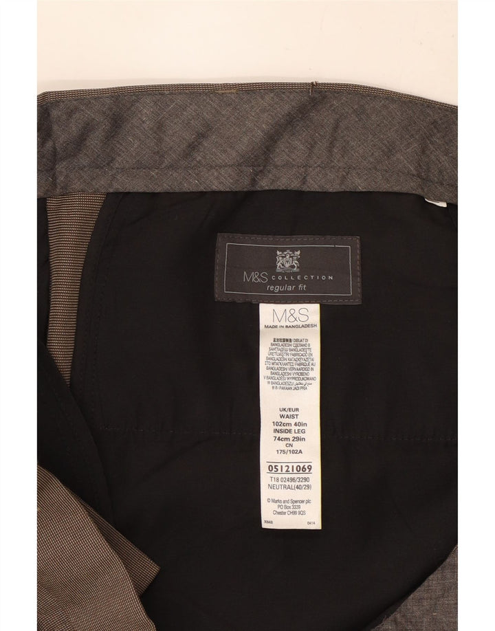 Calça masculina de ajuste regular Marks & Spencer W40 L29 poliéster marrom