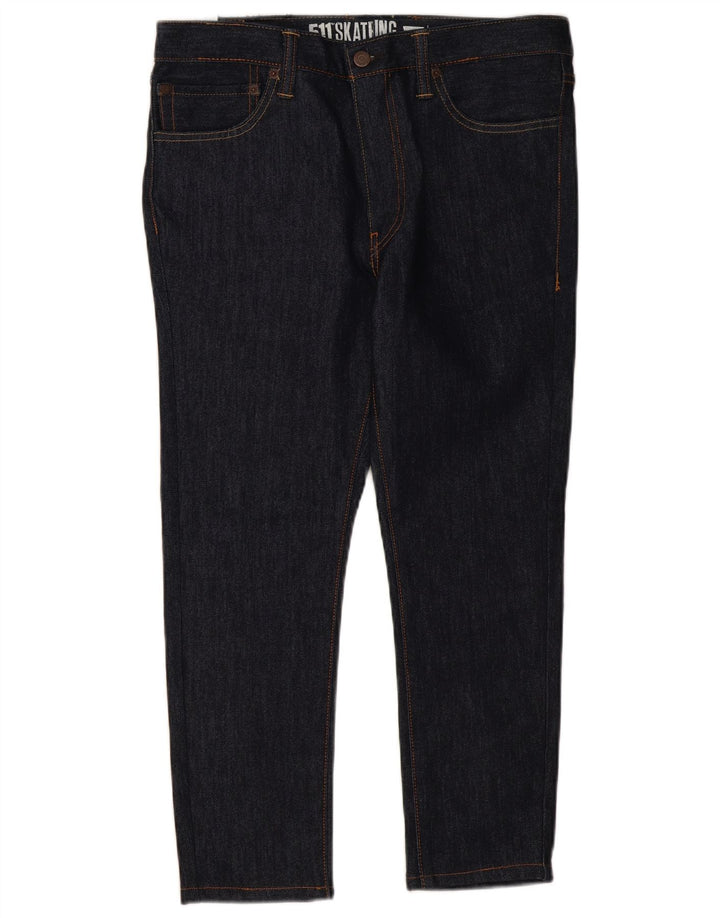 LEVI'S Masculino 511 Cropped Slim Jeans W36 L24 Azul Marinho Algodão