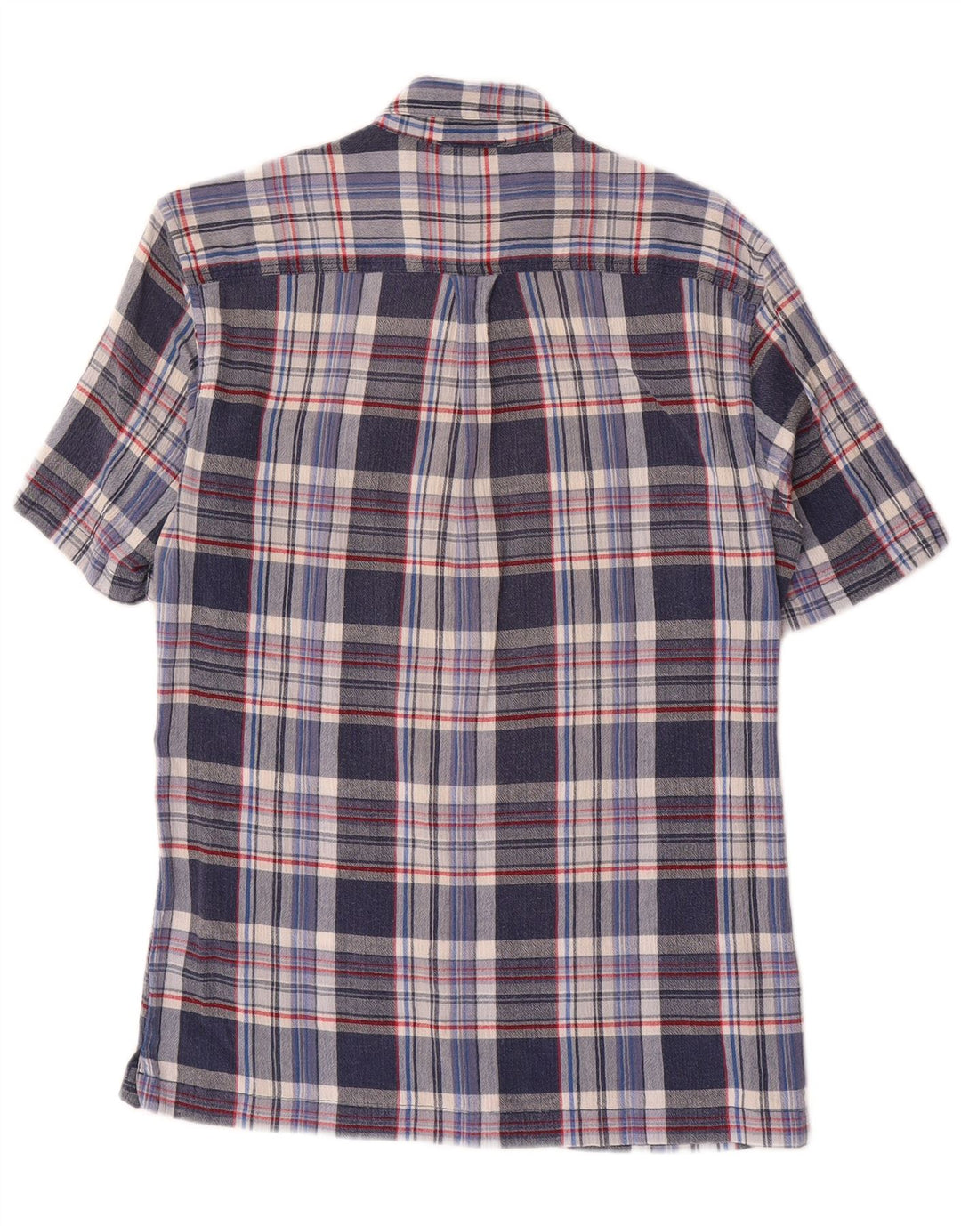 EDDIE BAUER Camisa masculina clássica de manga curta de algodão xadrez azul médio